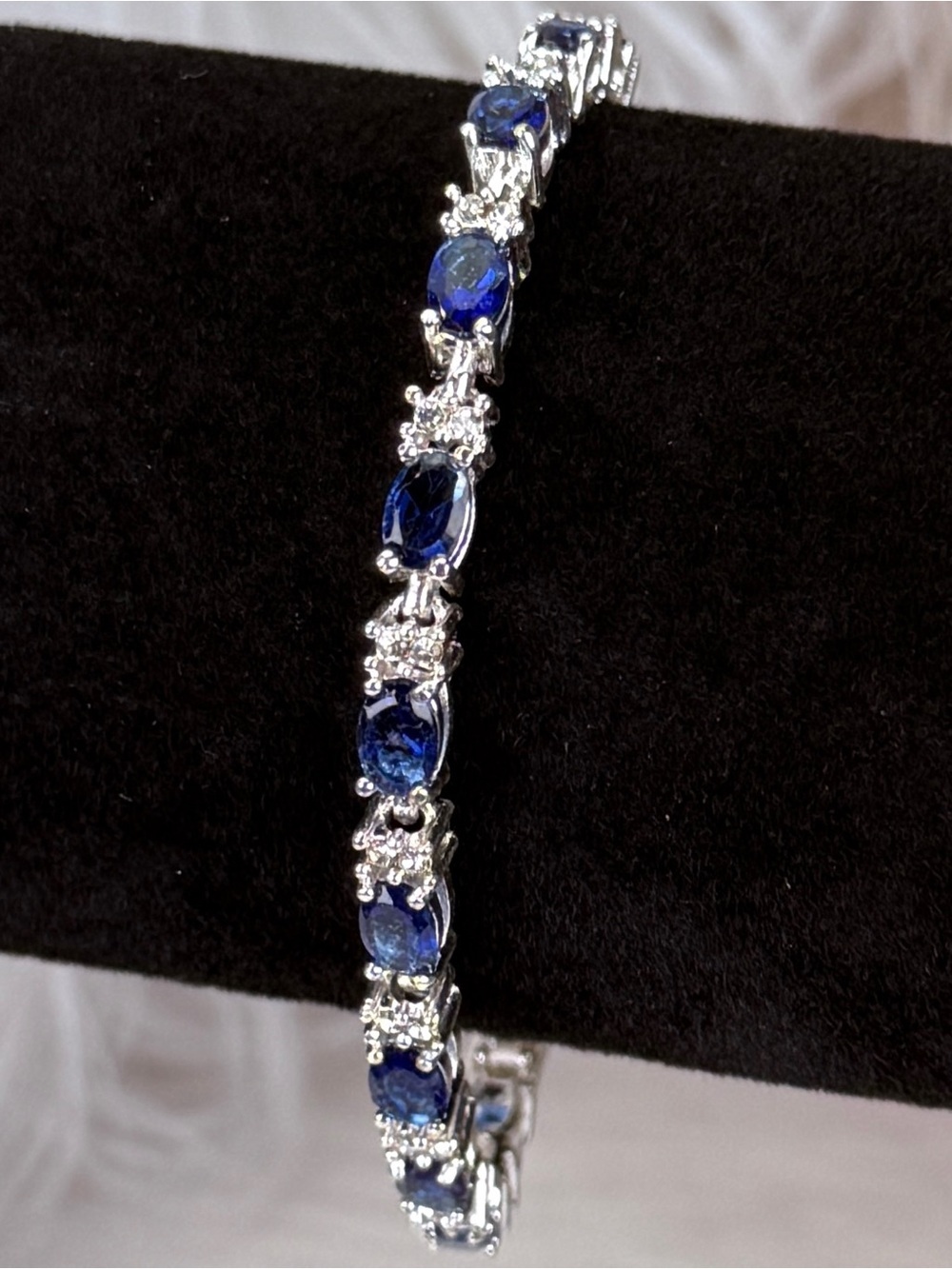 Silvertone blue and clear, bling, Avon tennis bracelet